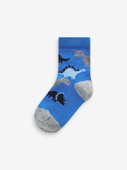 Blue Dino Cotton Rich Socks 7 Pack - Image 6 of 8