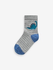 Blue Dino Cotton Rich Socks 7 Pack - Image 8 of 8