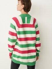 Mehrfarbig/Streifen - Langer Pullover mit hohem Halsausschnitt - Bild 2 von 6