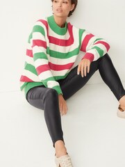 Mehrfarbig/Streifen - Langer Pullover mit hohem Halsausschnitt - Bild 4 von 6