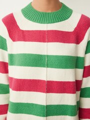 Mehrfarbig/Streifen - Langer Pullover mit hohem Halsausschnitt - Bild 5 von 6