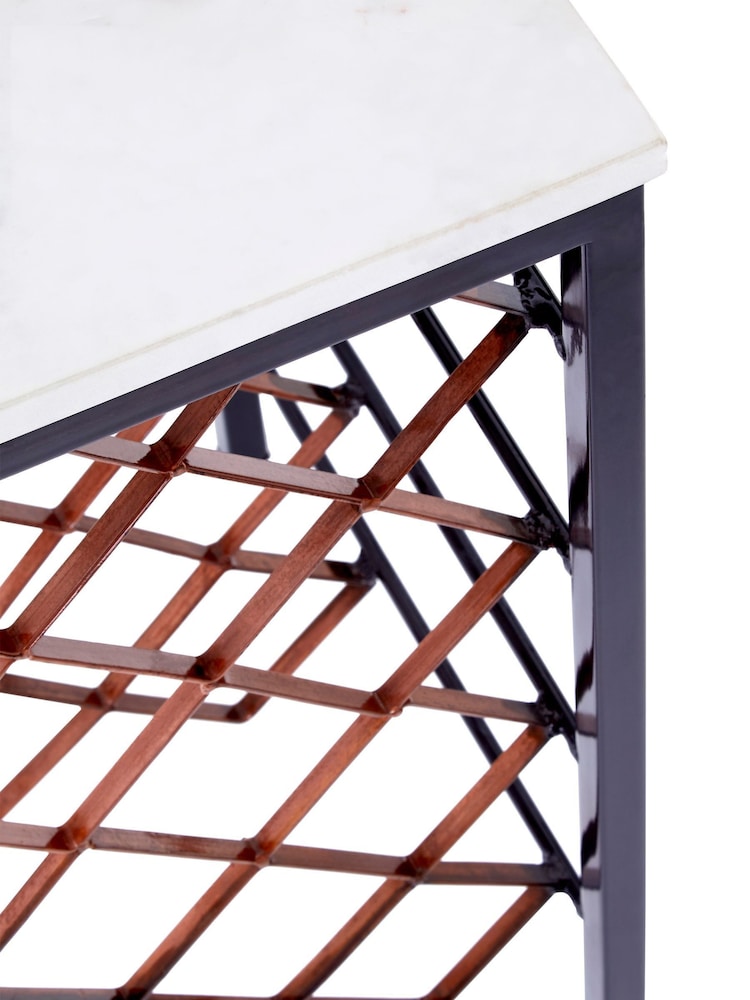 Fifty Five South White Templar Wine Rack Table With Marble Top - Image 4 of 4