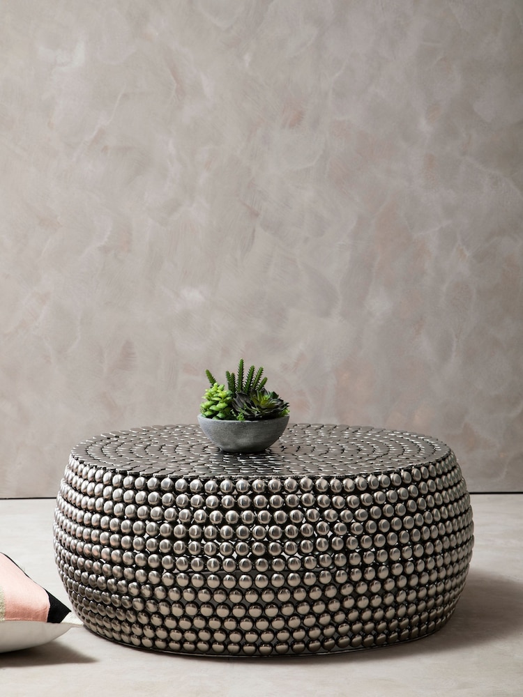 Fifty Five South Silver Templar Beaded Iron Coffee Table - Image 1 of 4