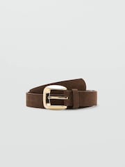 Mango Brown Suede Gold Buckle Belt - Image 1 of 4
