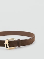 Mango Brown Suede Gold Buckle Belt - Image 2 of 4