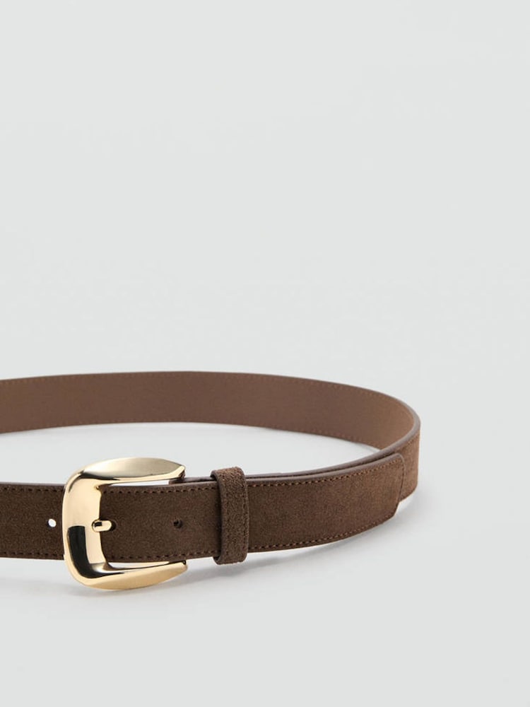 Mango Brown Suede Gold Buckle Belt - Image 2 of 4 Mango Brown Suede Gold Buckle Belt - Image 2 of 4