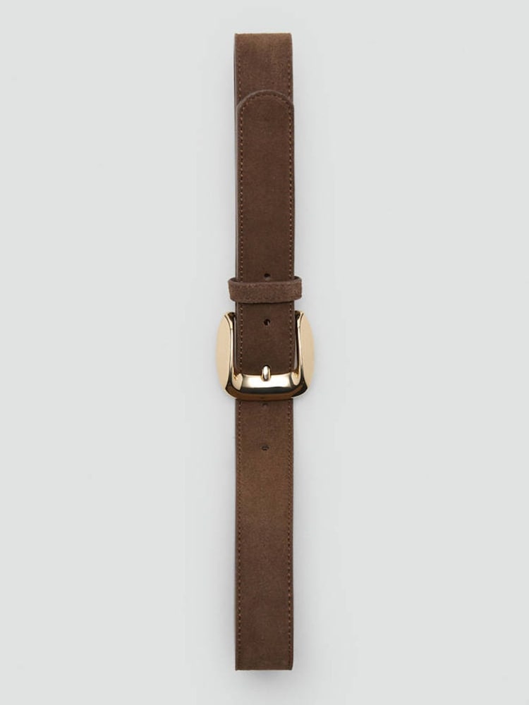 Mango Brown Suede Gold Buckle Belt - Image 4 of 4 Mango Brown Suede Gold Buckle Belt - Image 4 of 4