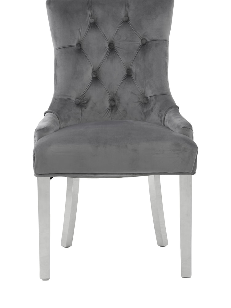 Fifty Five South Grey Richmond Velvet Dining Chair - Image 2 of 4