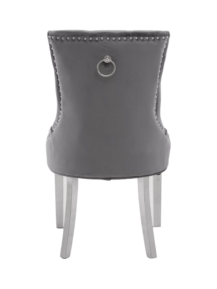 Fifty Five South Grey Richmond Velvet Dining Chair - Image 4 of 4
