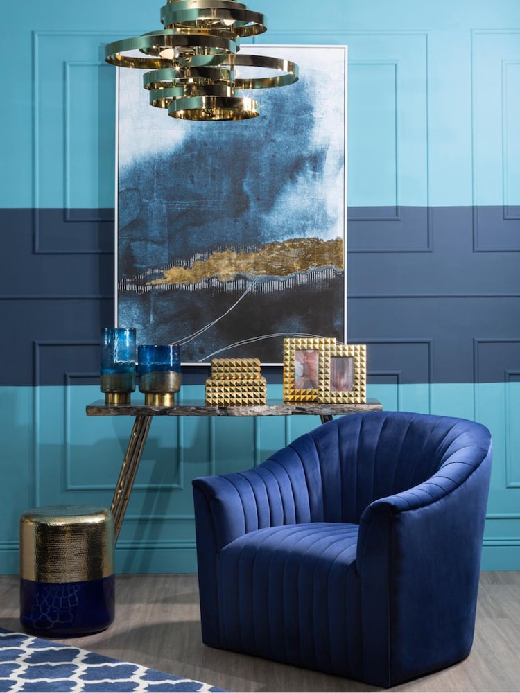 Fifty Five South Blue Opel Velvet Armchair - Image 1 of 3