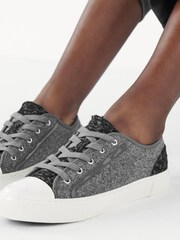 Grey Tweed Lace Up Baseball Trainers - Image 2 of 6