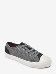Grey Tweed Lace Up Baseball Trainers - Image 4 of 6