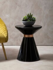 Fifty Five South Black Martini  Glass Side Table - Image 1 of 4