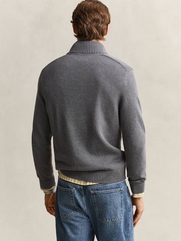 GANT Grey Zip Neck Jumper - Image 2 of 5 GANT Grey Zip Neck Jumper - Image 2 of 5