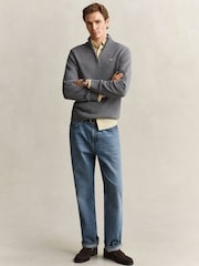 GANT Grey Zip Neck Jumper - Image 3 of 5