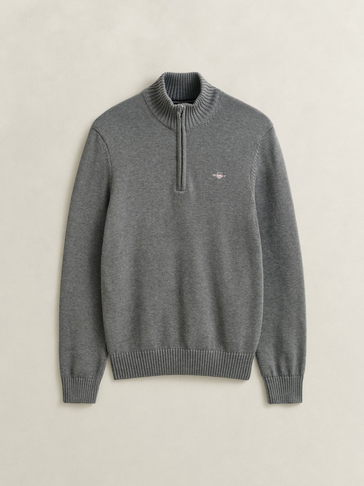 GANT Grey Zip Neck Jumper - Image 5 of 5 GANT Grey Zip Neck Jumper - Image 5 of 5