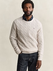 GANT Natural Lambswool Cable Knit Jumper - Image 1 of 4