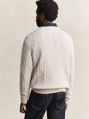 GANT Natural Lambswool Cable Knit Jumper - Image 3 of 4