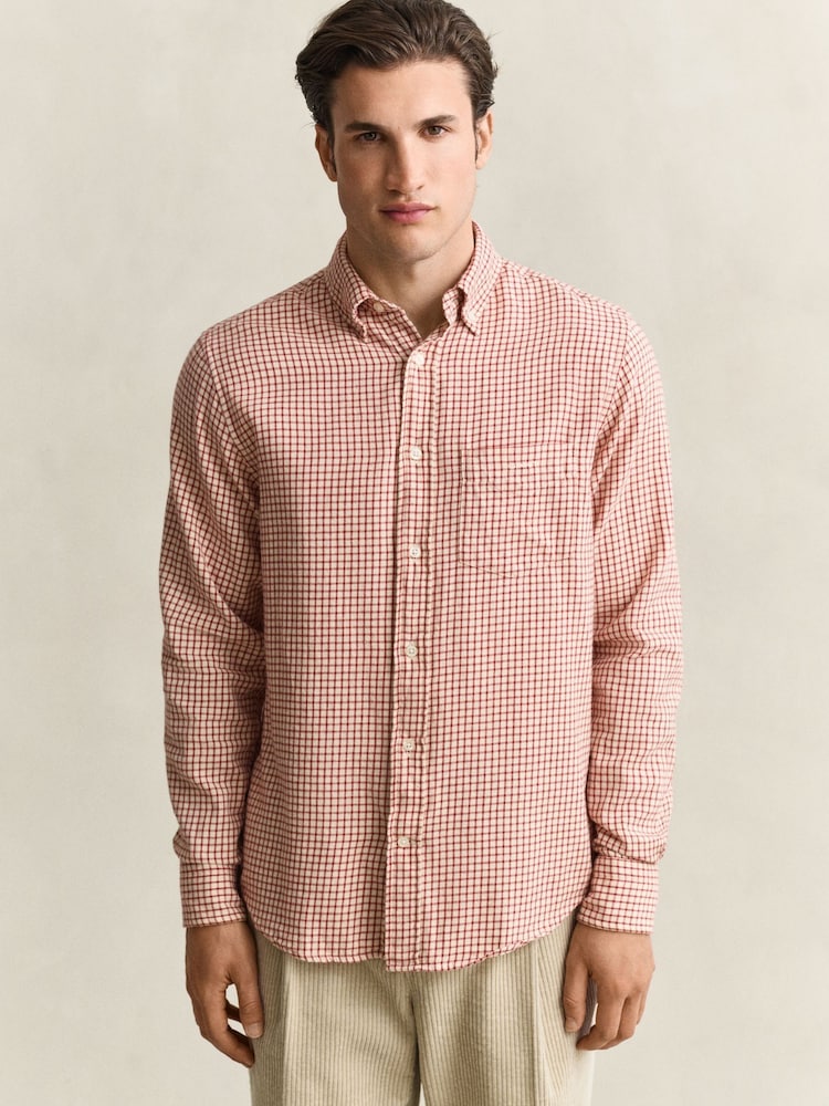 GANT Brown Regular Fit Flannel Check Shirt - Image 1 of 6 GANT Brown Regular Fit Flannel Check Shirt - Image 1 of 6