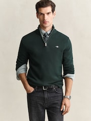GANT Green Zip Neck Jumper - Image 1 of 4