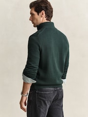 GANT Green Zip Neck Jumper - Image 3 of 4