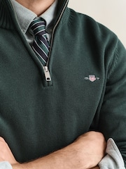 GANT Green Zip Neck Jumper - Image 4 of 4