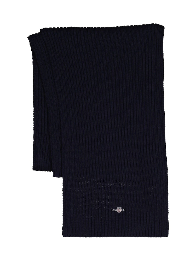 GANT Blue Shield Logo Wool Blend Scarf - Image 1 of 1 GANT Blue Shield Logo Wool Blend Scarf - Image 1 of 1