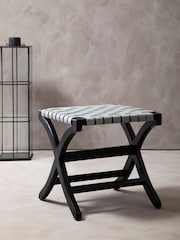 Fifty Five South Black Kendari Leather Stool - Image 1 of 5