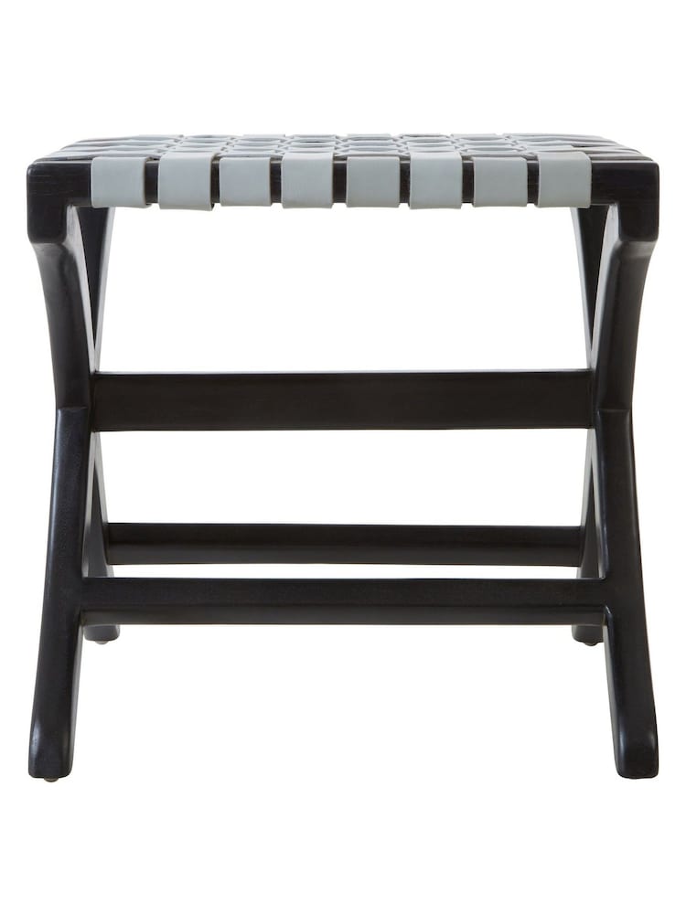 Fifty Five South Black Kendari Leather Stool - Image 2 of 5