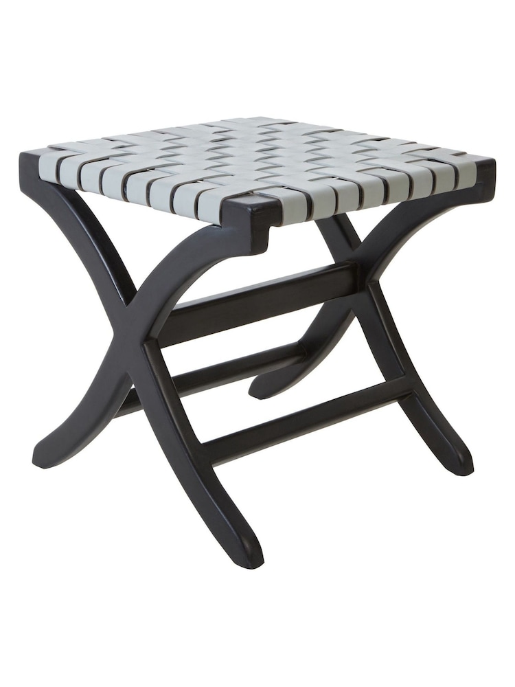 Fifty Five South Black Kendari Leather Stool - Image 3 of 5