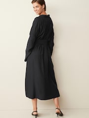 Black Belted Long Sleeve Midi Dress - Image 2 of 4