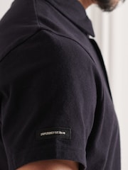 Superdry Black Cotton Studios Jersey Polo Shirt - Image 4 of 4