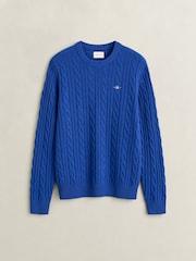 GANT Blue Lambswool Cable Knit Jumper - Image 1 of 2