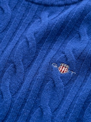 GANT Blue Lambswool Cable Knit Jumper - Image 2 of 2