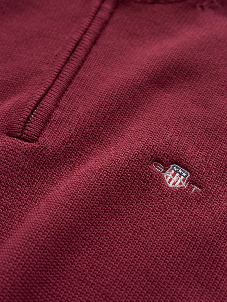 GANT Red Zip Neck Jumper - Image 2 of 2 GANT Red Zip Neck Jumper - Image 2 of 2