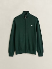 GANT Green Zip Through Knit Cardigan - Image 1 of 3
