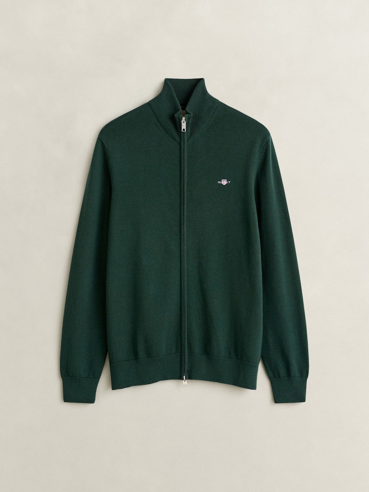 GANT Green Zip Through Knit Cardigan - Image 1 of 3