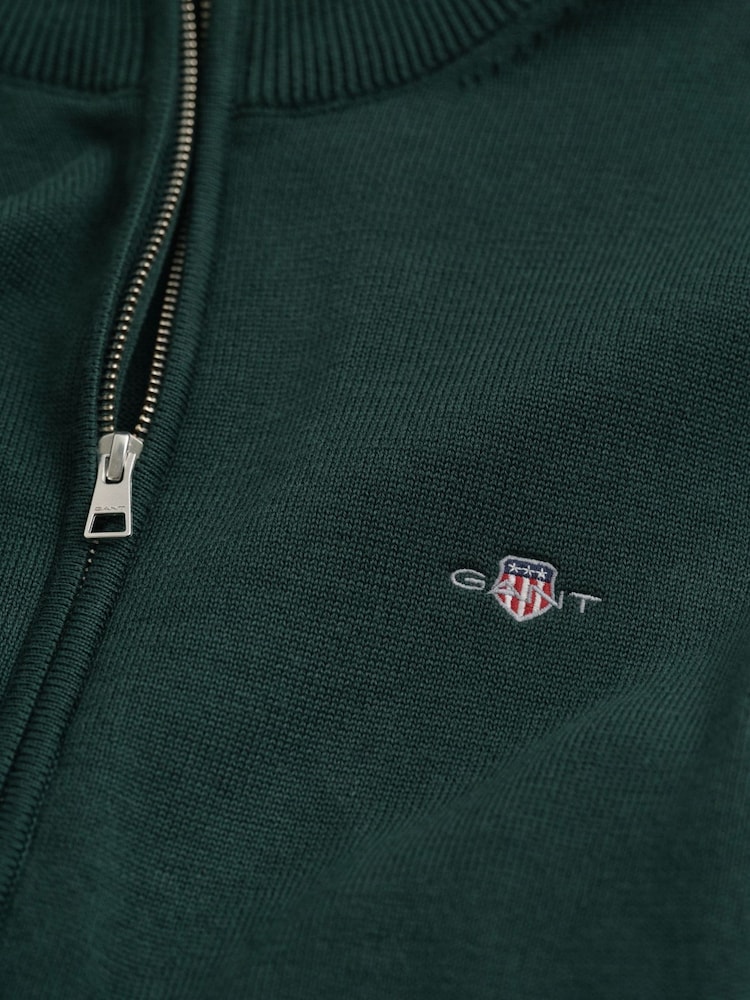 GANT Green Zip Through Knit Cardigan - Image 2 of 3