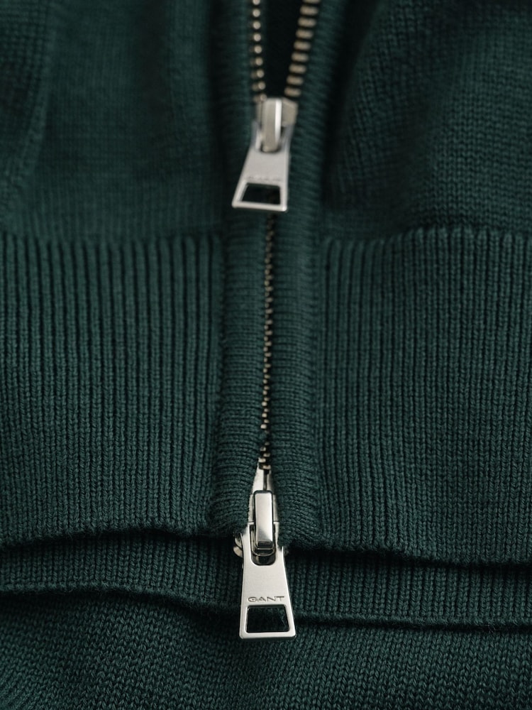 GANT Green Zip Through Knit Cardigan - Image 3 of 3