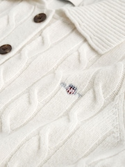 GANT White Lambswool Cable Knit Rugby Shirt - Image 2 of 2