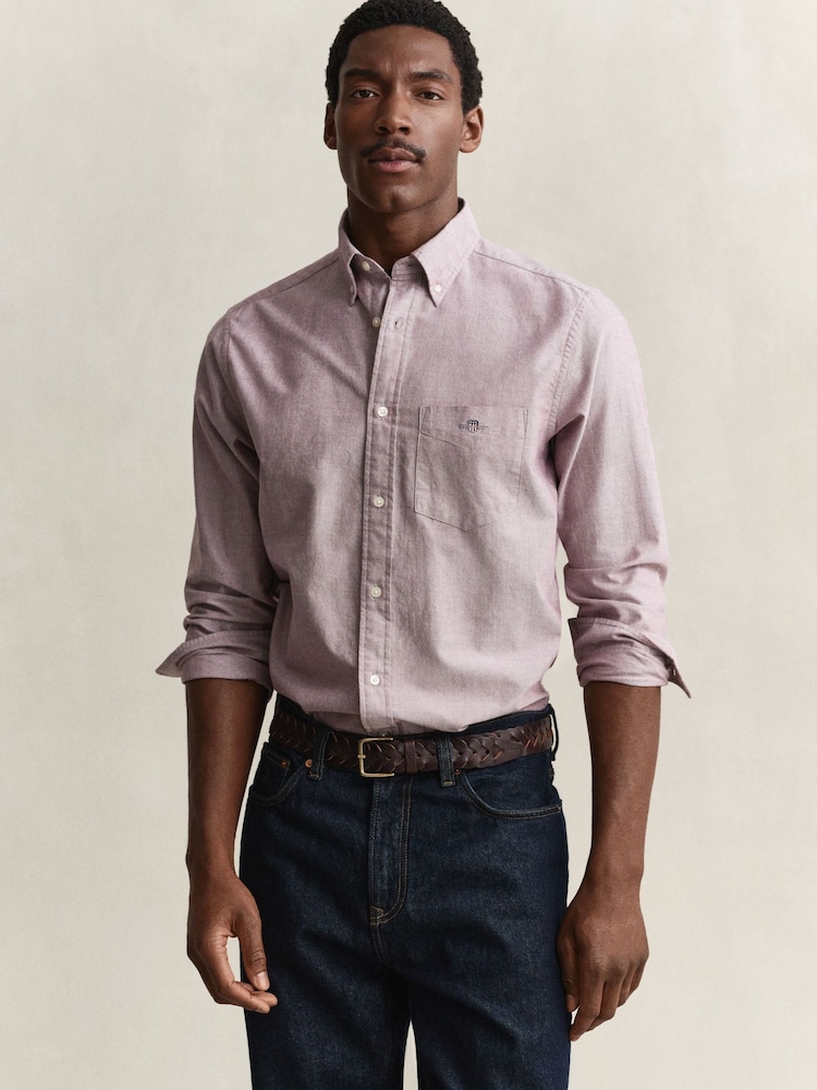 GANT Light Pink Regular Fit Classic Oxford Shirt - Image 2 of 7 GANT Light Pink Regular Fit Classic Oxford Shirt - Image 2 of 7