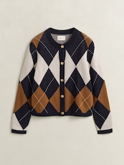 GANT Blue Argyle Button Through Cardigan - Image 4 of 5