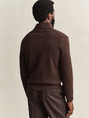 GANT Brown Zip Neck Jumper - Image 2 of 4