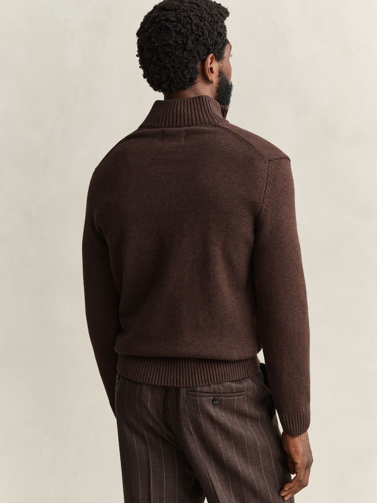 GANT Brown Zip Neck Jumper - Image 2 of 4 GANT Brown Zip Neck Jumper - Image 2 of 4