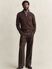 GANT Brown Zip Neck Jumper - Image 3 of 4