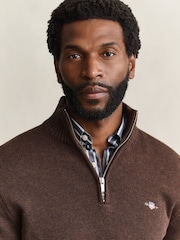 GANT Brown Zip Neck Jumper - Image 4 of 4