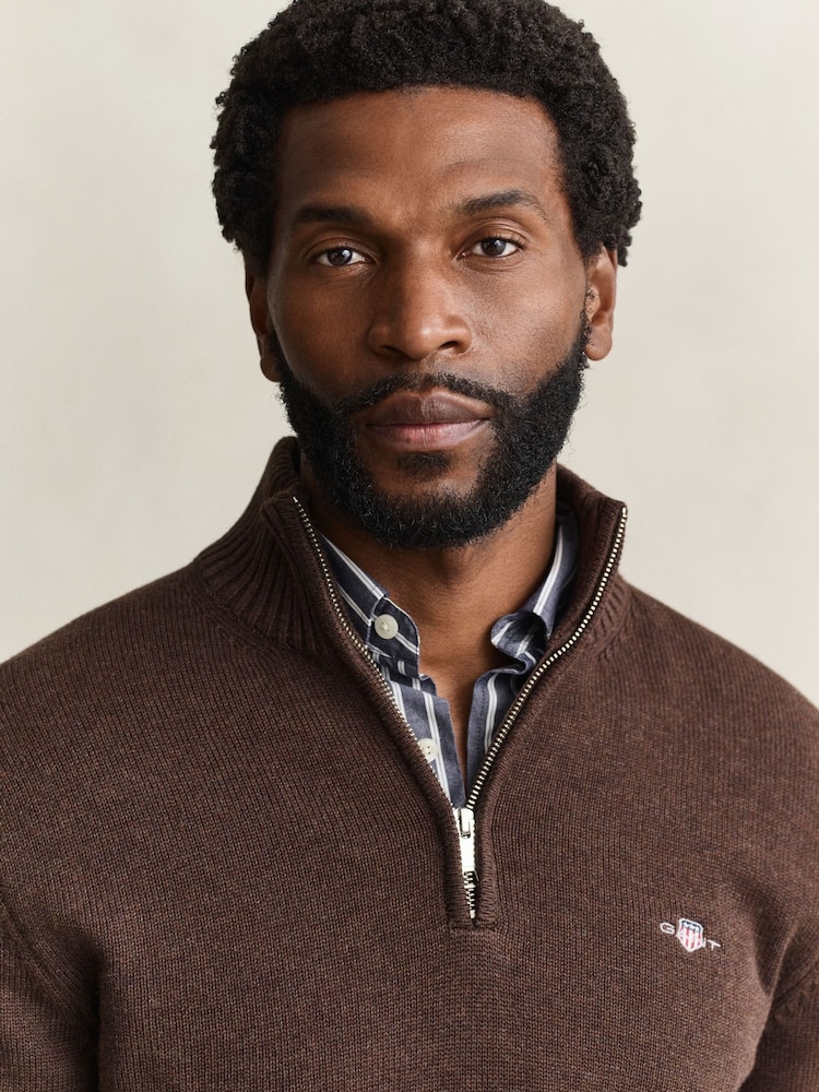 GANT Brown Zip Neck Jumper - Image 4 of 4 GANT Brown Zip Neck Jumper - Image 4 of 4