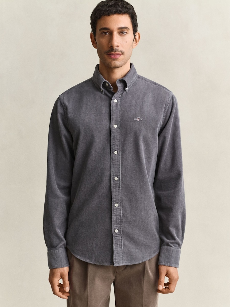 GANT Grey Regular Fit Corduroy Shirt - Image 1 of 6 GANT Grey Regular Fit Corduroy Shirt - Image 1 of 6