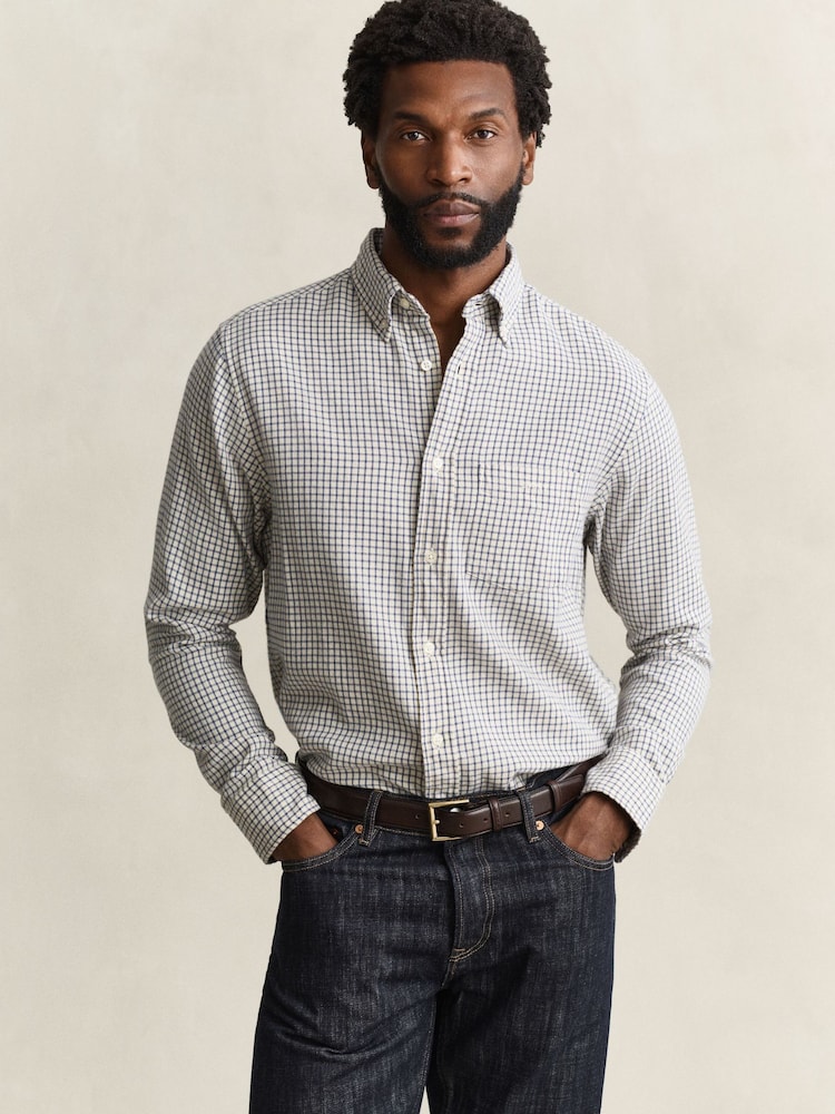 Blau - GANT Flanell Karohemd in Regular Fit - Bild 2 von 6