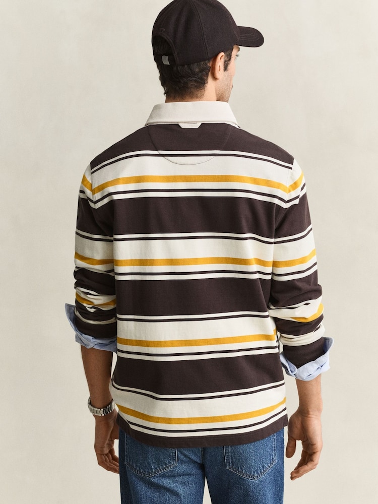 GANT Grey Heavyweight Stripe Rugby Shirt - Image 2 of 6 GANT Grey Heavyweight Stripe Rugby Shirt - Image 2 of 6